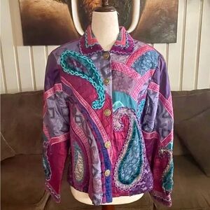 Sandy Starkman • Small • Women • Jacket • Silk • Purple/ Blue • Paisley Designs